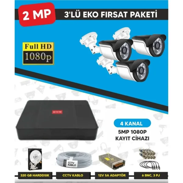 Forte Bi̇li̇şi̇m 3 Lü Güvenli̇k Kamera Seti̇